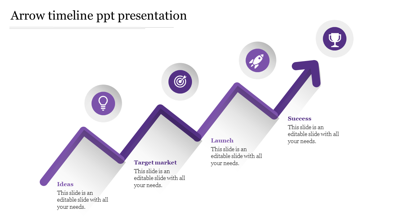arrow timeline ppt presentation-Purple